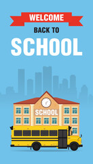Welcome Back to school concept design flat style