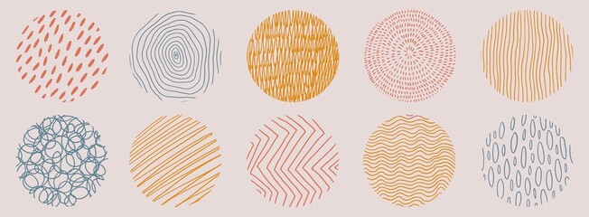 Abstract circle pattern design big vector illustration set in yellow pink and blue colour on isolated background large texture pattern wallpaper cover icon bullet point to do concept - obrazy, fototapety, plakaty