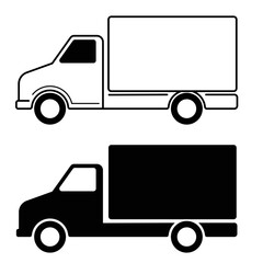 delivery truck simple flat icons - vector artwork