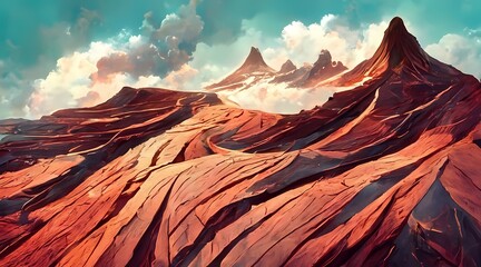 Fototapeta na wymiar Brown Mountains wallpaper illustration abstract 