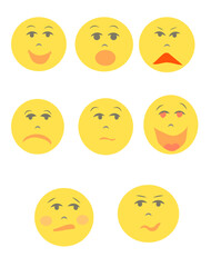 Fototapeta premium Emoji set, different emoticon collection vector illustration. Various many cartoon face expression isolated on white background.