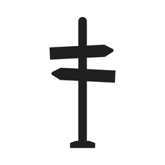 Simple black signpost, direction icon on white background.