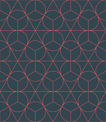 Sacred Geometry Complexity Structure Outline Seamless Pattern Vector Abstract Background. Conceptual Cyberspace Linear Structure Repetitive Wallpaper. Line Art Graphic Endless Futuristic Illustration
