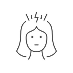 Woman headache line outline icon