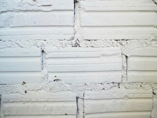 Vintage Brick Wall With White Plaster Horizontal Texture Or Background 