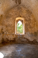 Fototapeta premium Kythira Kastro of Milopotamos Kato Chora Ionian islands Greece. Venetian castle at Kythera. Vertical