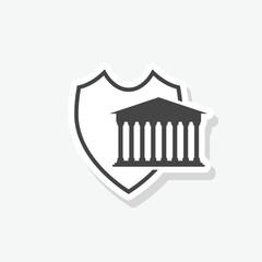 Bank shield sticker icon isolated on white