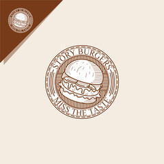 burger illustration for restaurant logo or label