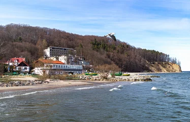 Foto op Plexiglas De Oostzee, Sopot, Polen Orlowo cliff and sandy beach on the coast of the Baltic Sea in Gdynia 