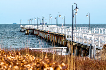 Old wooden pier in Gdynia, Baltic Sea coast	
