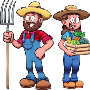 Farmers. Vector clip art illustration with simple gradients. All in one  single layer. Stock Vector | Adobe Stock
