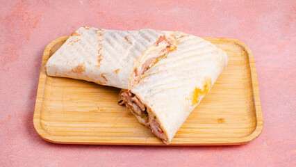 Chicken durum kebab. Chicken lavash doner kebab.