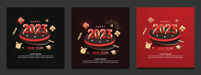 2023 new year celebration square banner template