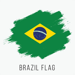 Brazil Vector Flag. Brazil Flag for Independence Day. Grunge Brazil Flag. Brazil Flag with Grunge Texture. Vector Template.