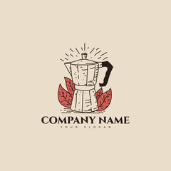 Hand drawn coffee logo vector design template
