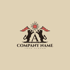 Hand drawn initial A logo vector design template
