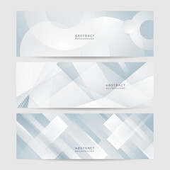 Fototapeta premium White abstract banner. Modern elegant white gray banner with creative design and shiny lines. Minimal vector stripes design. Simple texture graphic element. Vector abstract pattern background template