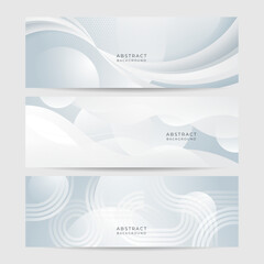 Fototapeta premium White abstract banner. Modern elegant white gray banner with creative design and shiny lines. Minimal vector stripes design. Simple texture graphic element. Vector abstract pattern background template