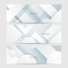 Fototapeta premium White abstract banner. Modern elegant white gray banner with creative design and shiny lines. Minimal vector stripes design. Simple texture graphic element. Vector abstract pattern background template