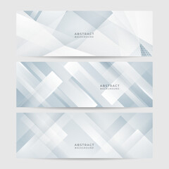Naklejka premium White abstract banner. Modern elegant white gray banner with creative design and shiny lines. Minimal vector stripes design. Simple texture graphic element. Vector abstract pattern background template