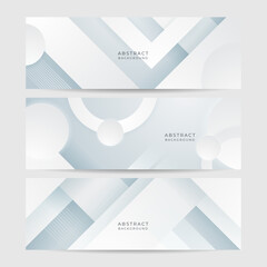 White abstract banner. Modern elegant white gray banner with creative design and shiny lines. Minimal vector stripes design. Simple texture graphic element. Vector abstract pattern background template