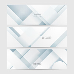 Fototapeta premium White abstract banner. Modern elegant white gray banner with creative design and shiny lines. Minimal vector stripes design. Simple texture graphic element. Vector abstract pattern background template