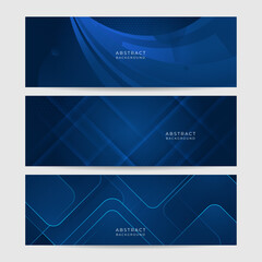 Modern abstract gradient dark navy blue banner. Minimal geometric dark blue light banner background abstract design. Vector abstract graphic design banner pattern background template.