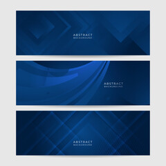Fototapeta premium Modern abstract gradient dark navy blue banner. Minimal geometric dark blue light banner background abstract design. Vector abstract graphic design banner pattern background template.