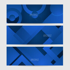 Modern abstract gradient dark navy blue banner. Minimal geometric dark blue light banner background abstract design. Vector abstract graphic design banner pattern background template.