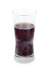 glass of soft drink isolated on white background.