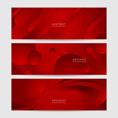 Fototapeta premium Digital networking red wide banner design background. Abstract 3d banner design with dark red technology geometric background. Vector illustration