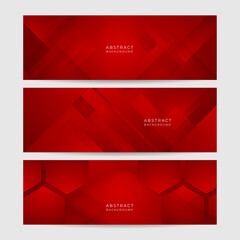 Digital networking red wide banner design background. Abstract 3d banner design with dark red technology geometric background. Vector illustration