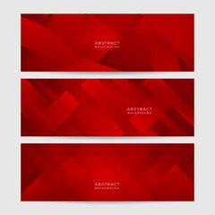 Fototapeta premium Digital networking red wide banner design background. Abstract 3d banner design with dark red technology geometric background. Vector illustration