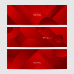 Digital networking red wide banner design background. Abstract 3d banner design with dark red technology geometric background. Vector illustration