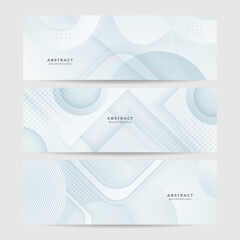 Fototapeta premium Grey white abstract banner paper shine and layer element vector for presentation design. Suit for business, corporate, institution, party, festive, seminar, and talks.