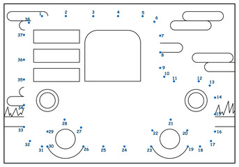 children's educational game. logical tasks. mathematics. coloring book. connect the dots. car.