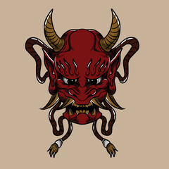 oni mask vector illustration specially made for clothing branding needs and so on
