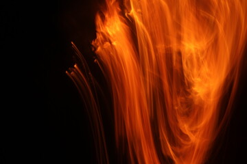 abstract orange fire flames on black background