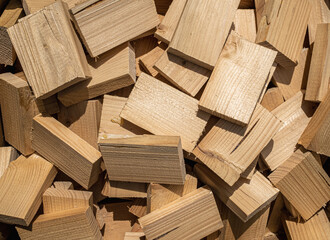 Wood fuel. Wooden scraps as firewood
