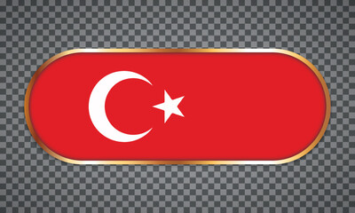 vector illustration of web button banner with country flag of Turkey
