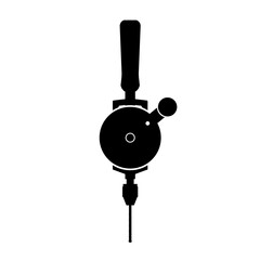 Manual hand drill vector silhouette black isolated. Drilling machine. Hand powered drill. © Zifalaniasta
