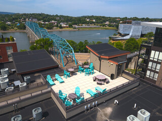 rooftop outdoor lounge in city