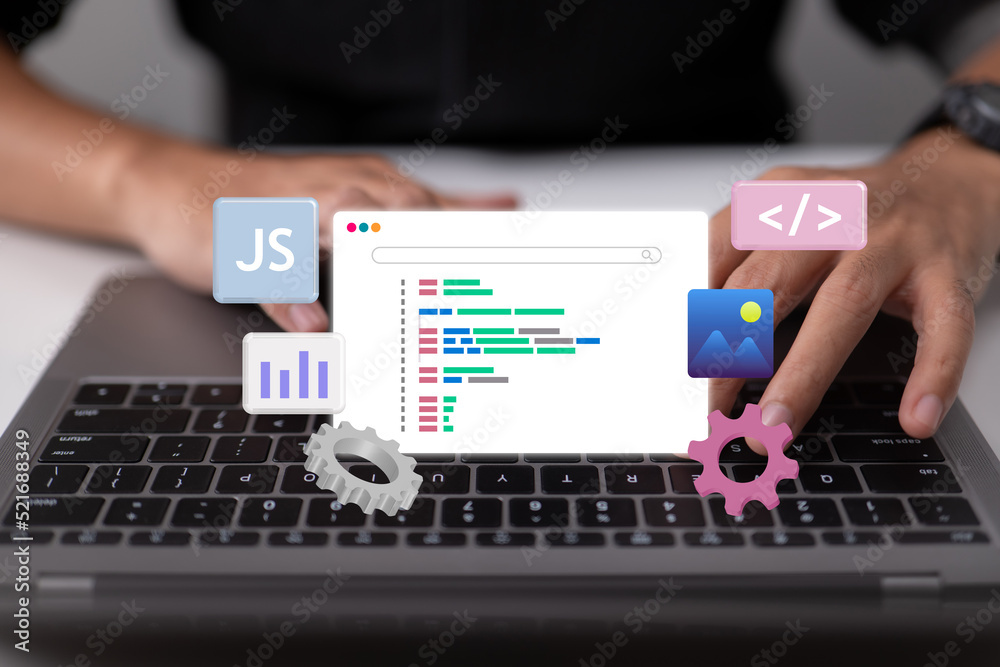 Aufkleber writing code, creating website dashboards, and programming. help for technology, website upkeep