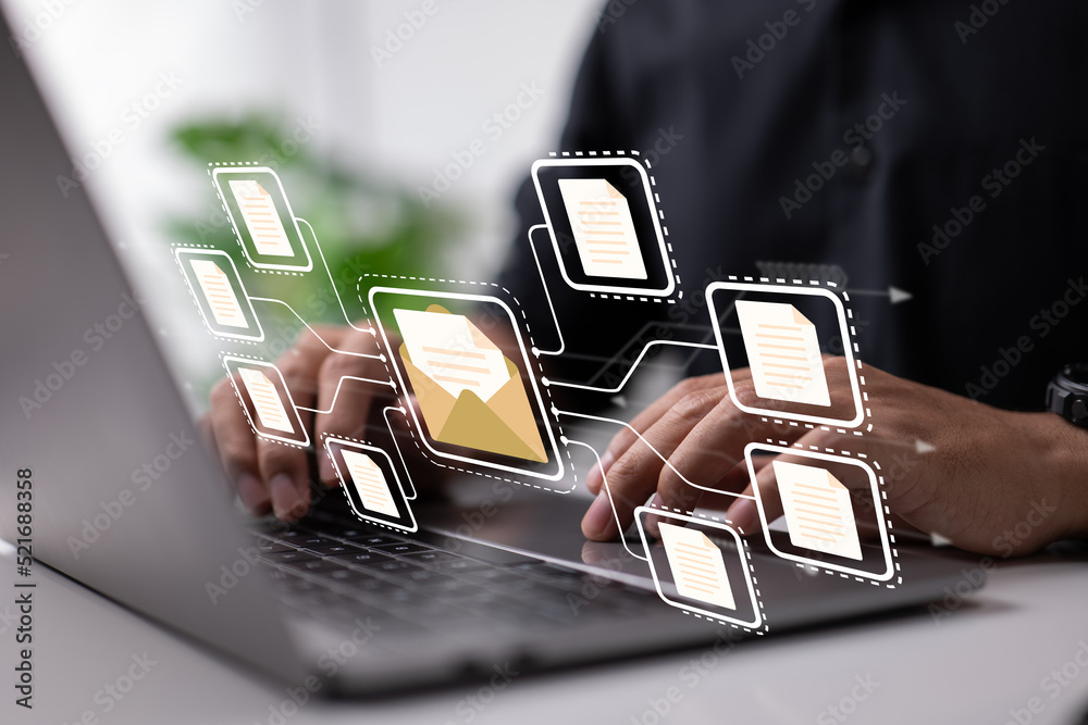 Poster IT workers use a Document Management System (DMS), an online documentation database, process automation, and other corporate business technologies to handle files well.
