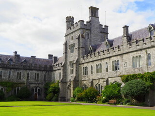 Fototapeta na wymiar UCC University College Cork - main building with batllements and ivy