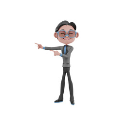 3d businessman pointing side