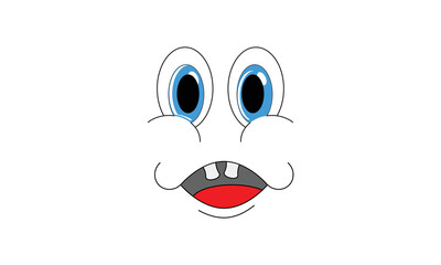 Cartoon faces. Expressive eyes smiling, character face expressions. Caricature comic emotions or emoticon doodle. Isolated vector illustration icons