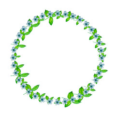 Flower wreath of grass in a circle. Botanical illustration. Great for posting text, quote or logo.