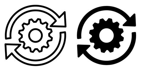 ofvs56 OutlineFilledVectorSign ofvs - sync vector icon . isolated transparent . refresh / update . setting gear sign . black outline and filled version . AI 10 / EPS 10 . g11365