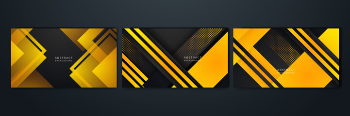 Abstract yellow orange and black background with geometric shapes. Designed for corporate design, cover brochure, book, banner web, advertising, poster, leaflet, flyer, social media, web, tech banner